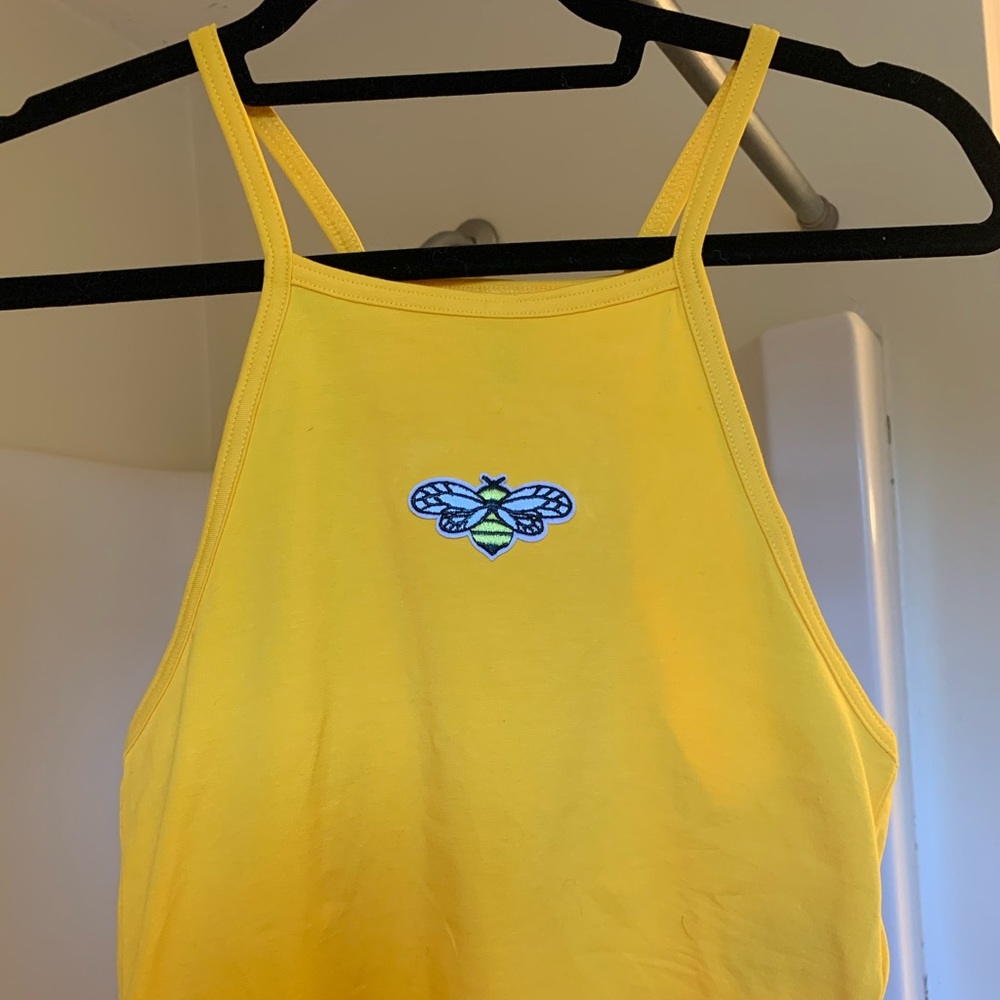 yellow bee crop top halter